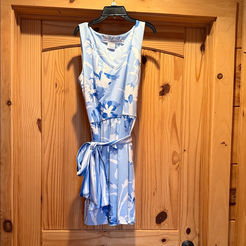 Gretchen Scott Designs Sky Blue Floral Mini Dress
